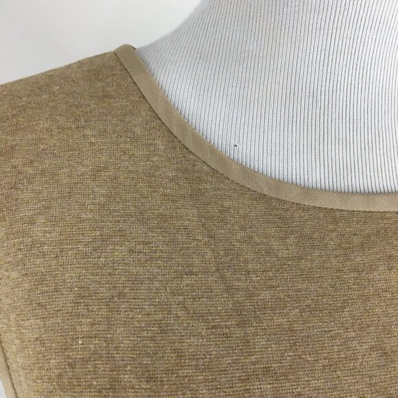 TRINA TURK Beige/Caramel Silk Trim Sleeveless Lined Sheath/Shift Dress - Picture 6 of 8